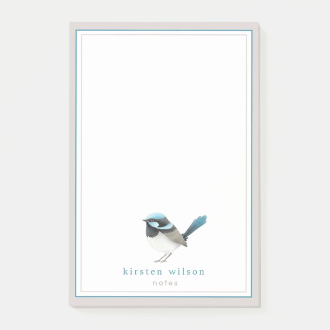 Cute Superb Fairy Wren - Personlig Post-it Block (Framsida)
