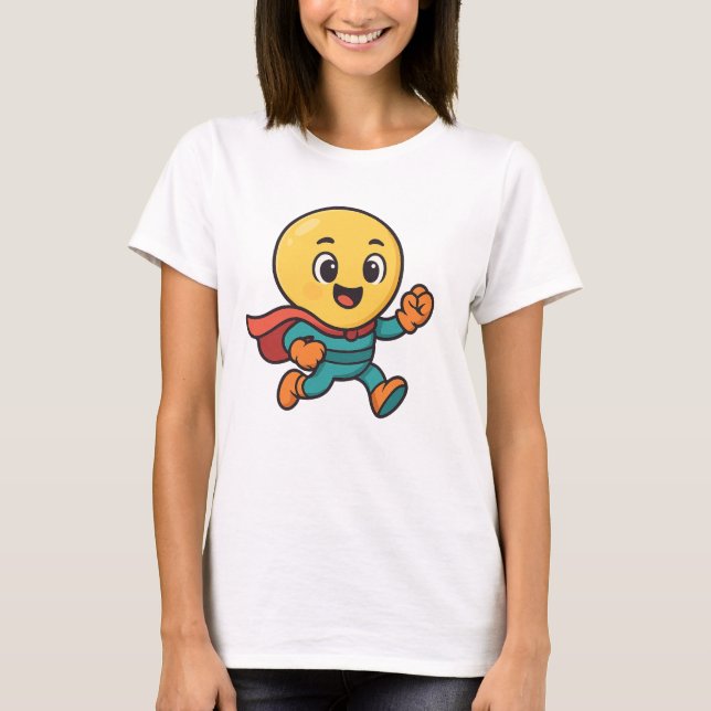 Cute Superhero Cartoon T Shirt (Framsida)