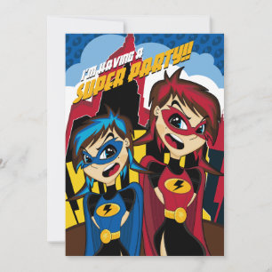 Cute Superhero Girl Party Inbjudan