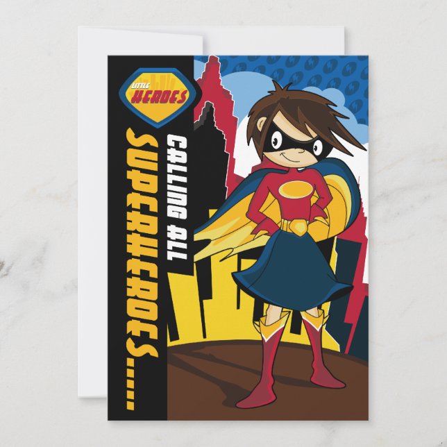 Cute Superhero Girl Party Inbjudan (Framsida)