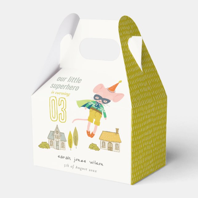 Cute Superhjälte Mouse Roligt Kids Photo Birthday Presentaskar (Baksidan Sidan)