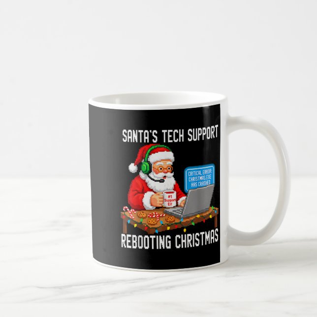 Cute Support Tech Santa's Rebooting Kaffemugg (Höger)