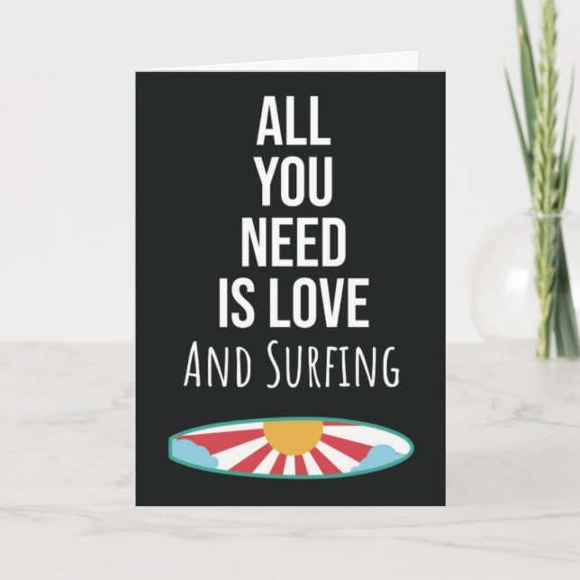 Cute Surfing Cards Surfboard Ocean Wave Surfer Kort (Framsida)