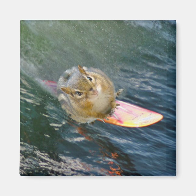 Cute Surfing Chipmunk Magnet (Framsidan)