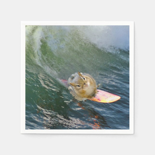 Cute Surfing Chipmunk Pappersservett (Framsidan)