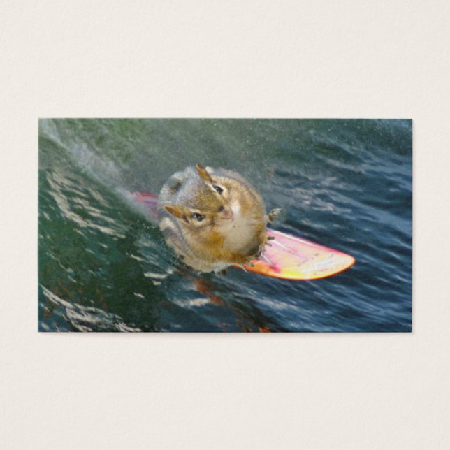 Cute Surfing Chipmunk Visitkort (Framsidan)