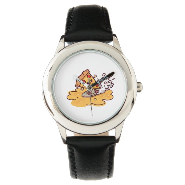 Cute Surfing Pizza Slice Wall watch Armbandsur (Framsida)