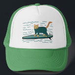 Cute Surfing Tabby katt Keps<br><div class="desc">KONTROLLERA MEOWT! Har du sett en surfande katt? Kolla in den här lustiga katthatten och kolla i min butik efter mer matchande artiklar som mugg, klistermärken och annat. Och naturligtvis mer katt saker också. Anpassa detta med namn eller annan text.</div>