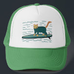 Cute Surfing Tabby katt Keps<br><div class="desc">KONTROLLERA MEOWT! Har du sett en surfande katt? Kolla in den här lustiga katthatten och kolla i min butik efter mer matchande artiklar som mugg,  klistermärken och annat. Och naturligtvis mer katt saker också. Anpassa detta med namn eller annan text.</div>