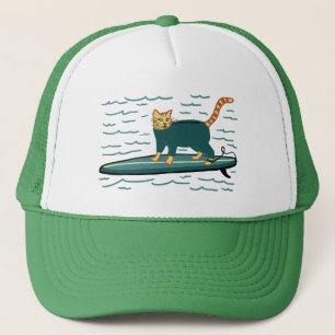 Cute Surfing Tabby katt Keps