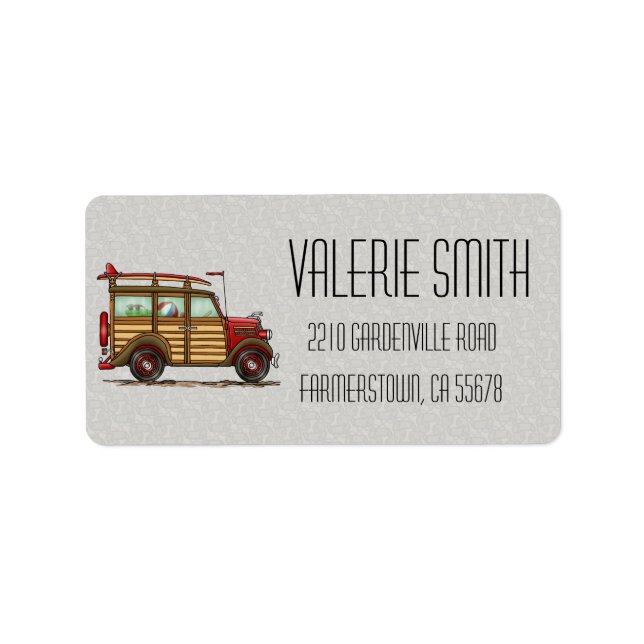 Cute Surfing Woody Adressetikett (Framsidan)