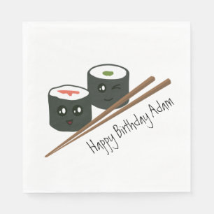 Cute Sushi Addict Kawaii Character Namn Birthday Pappersservett