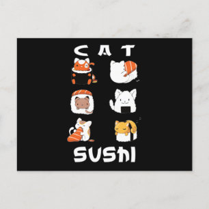 Cute Sushi Cat Japansk mat Vykort
