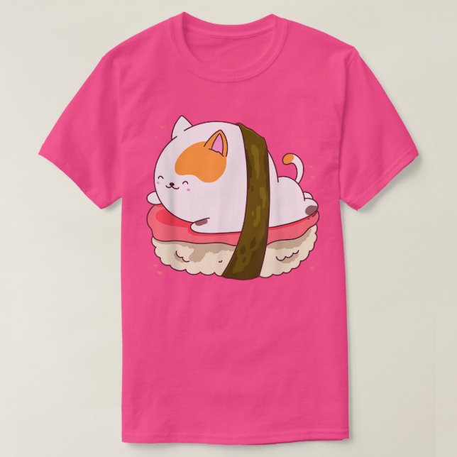Cute Sushi Cat Kawaii Anime Neko Animal Pet Japan  T Shirt (Design framsida)