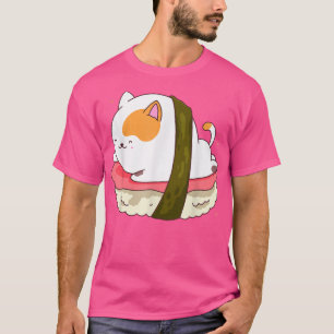 Cute Sushi Cat Kawaii Anime Neko Animal Pet Japan  T Shirt