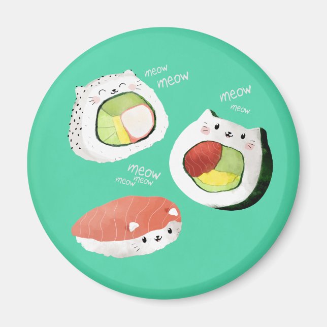 Cute Sushi Cat Magnet (Framsidan)