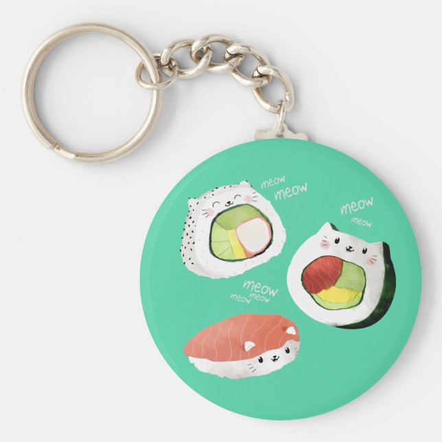 Cute Sushi Cat Nyckelring (Framsidan)