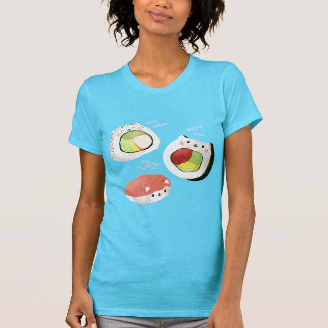 Cute Sushi Cat Tee Shirt (Framsida)