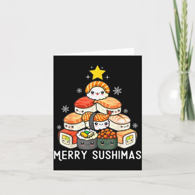 Cute Sushi Christmas Tree Fast For Food Lover Men  Kort (Framsida)