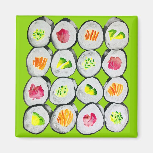 Cute sushi illustration art magnet (Framsidan)