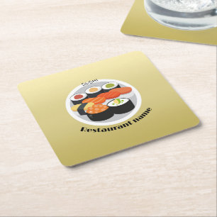 Cute Sushi Japan, livsmedelsgradient Personlig Nam Underlägg Papper Kvadrat