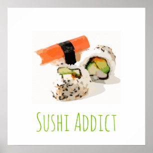 Cute sushi Japansk mat Poster