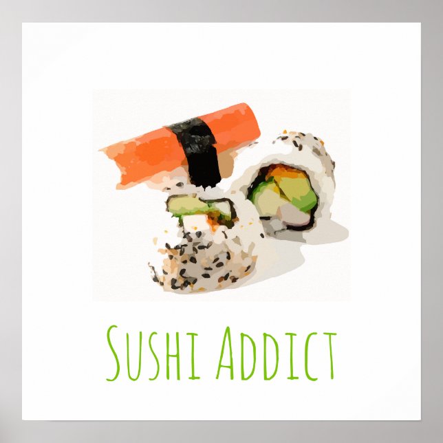 Cute sushi Japansk mat Poster (Framsidan)