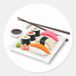 Cute sushi Japansk mat Runt Klistermärke