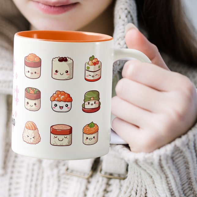 Cute Sushi Kawaii Två-Tonad Mugg (Skapare uppladdad)