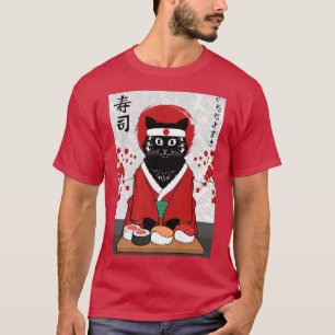 Cute Sushi Master Cat Samurai Kattunge Japan T Shirt