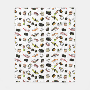 Cute Sushi Mönster Kawaii Sushi-tecken Fleecefilt