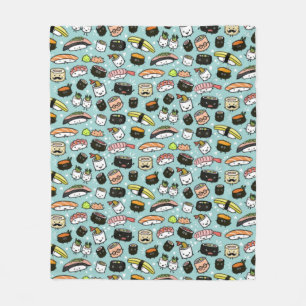 Cute Sushi-mönster  Kawaii Sushi-tecken Fleecefilt