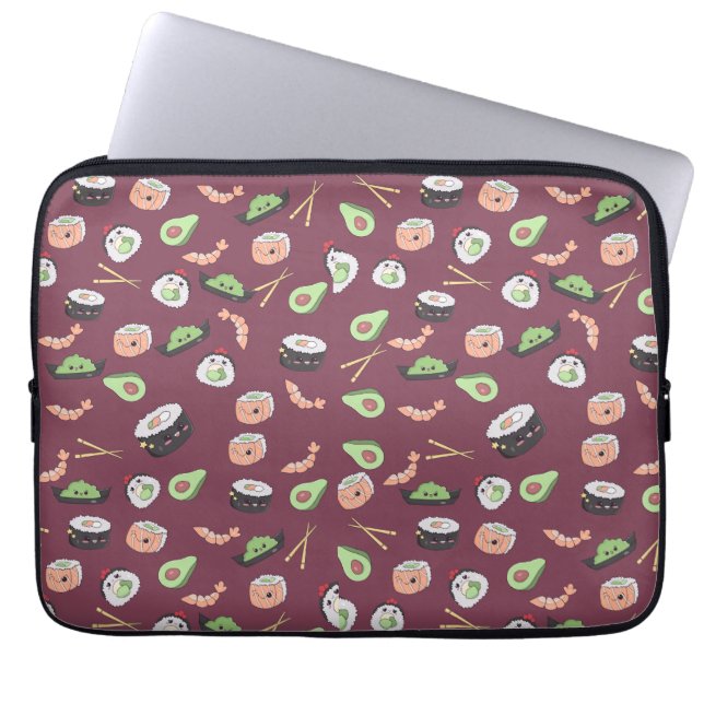 Cute Sushi mönster Laptop Fodral (Framsidan)