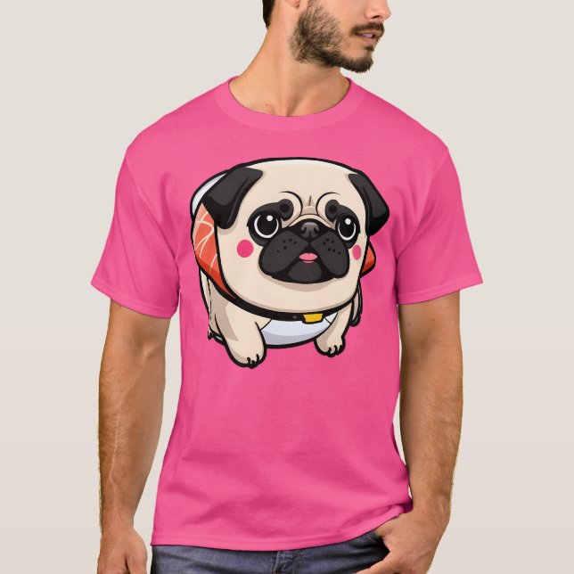 Cute Sushi Pug T Shirt (Framsida)
