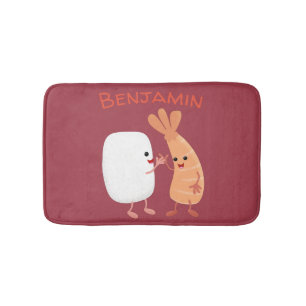 Cute sushi ris prawn tecknad badrumsmatta