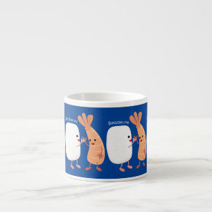 Cute sushi ris prawn tecknad espressomugg