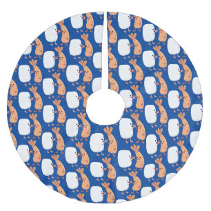 Cute sushi ris prawn tecknad julgransmatta borstad polyester