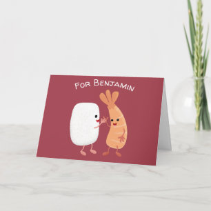 Cute sushi ris prawn tecknad kort