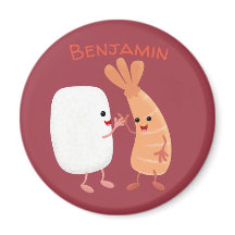 Cute sushi ris prawn tecknad