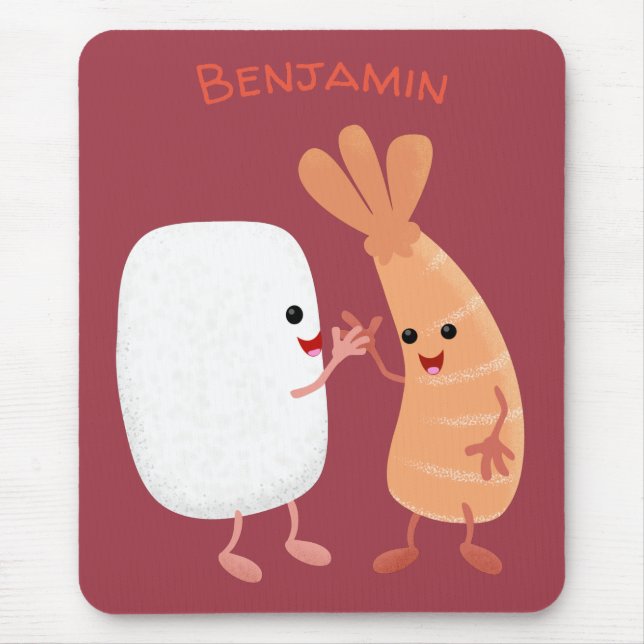 Cute sushi ris prawn tecknad musmatta (Framsidan)