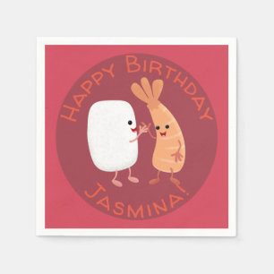 Cute sushi ris prawn tecknad pappersservett