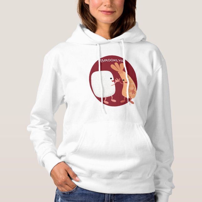 Cute sushi ris prawn tecknad t shirt (Framsida)