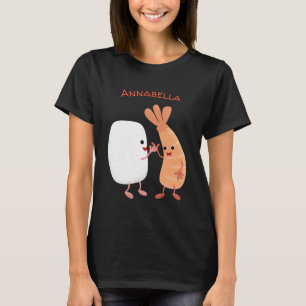 Cute sushi ris prawn tecknad t shirt