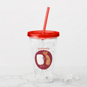 Cute sushi ris prawn tecknad take away mugg