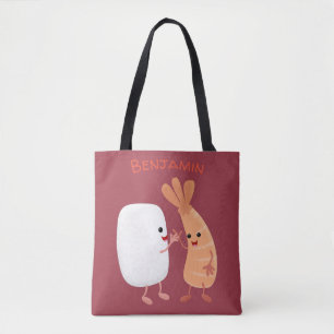 Cute sushi ris prawn tecknad tygkasse