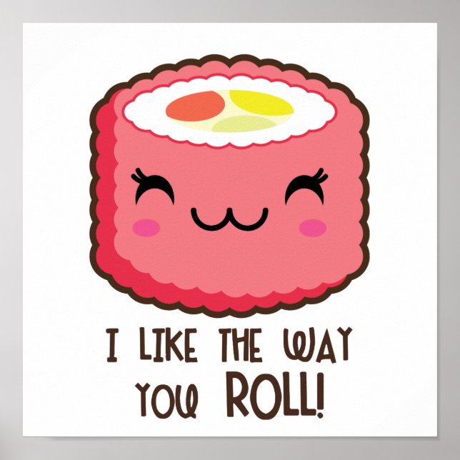 Cute Sushi Roll Emoji Poster (Framsidan)