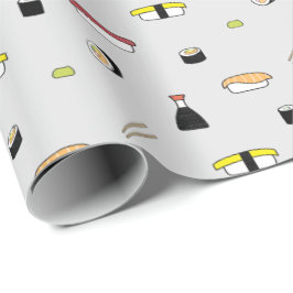 Cute Sushi Roll Set Mönster Nigiri Maki Light Gråt Presentpapper