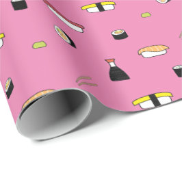 Cute Sushi Roll Set Mönster Nigiri Maki Ljus rosa Presentpapper