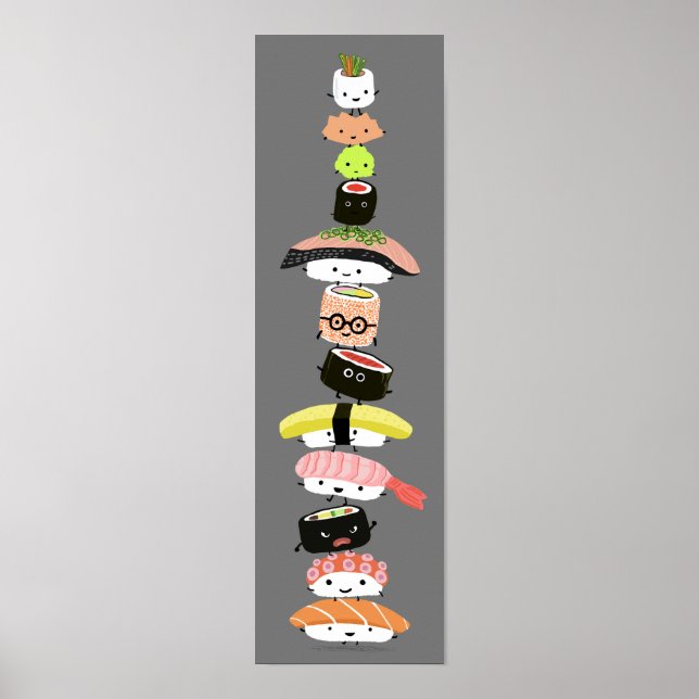 Cute Sushi Stack - Torn i Kawaii Sushi Friends Poster (Framsidan)
