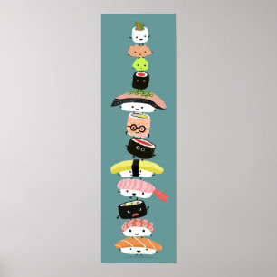 Cute Sushi Stack - Torn i Kawaii Sushi Friends Poster